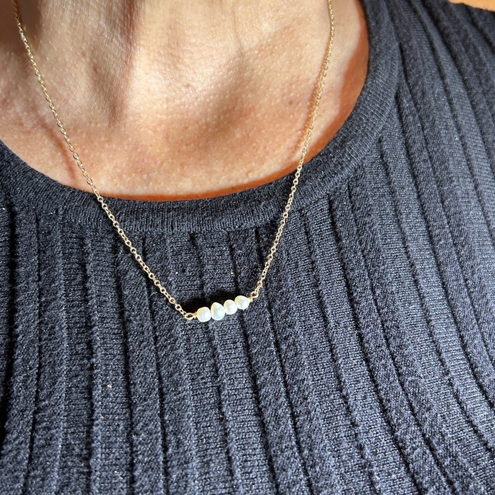 Gold and White Pearl Necklace